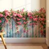 Spring Pink Flowers Fence Wall Decal Removable Floral Wall Art Murals Peel And Stick