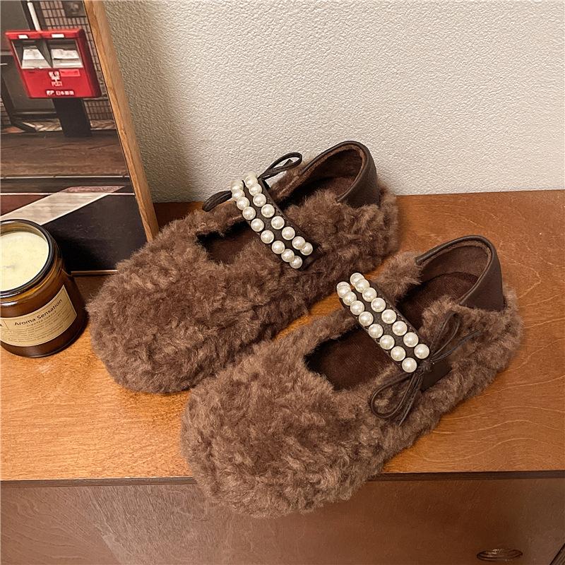 Korean version of leopard print cotton shoes, fluffy shoes for women in autumn and winter 2025, new models for outer wear, velvet to keep warm, and a