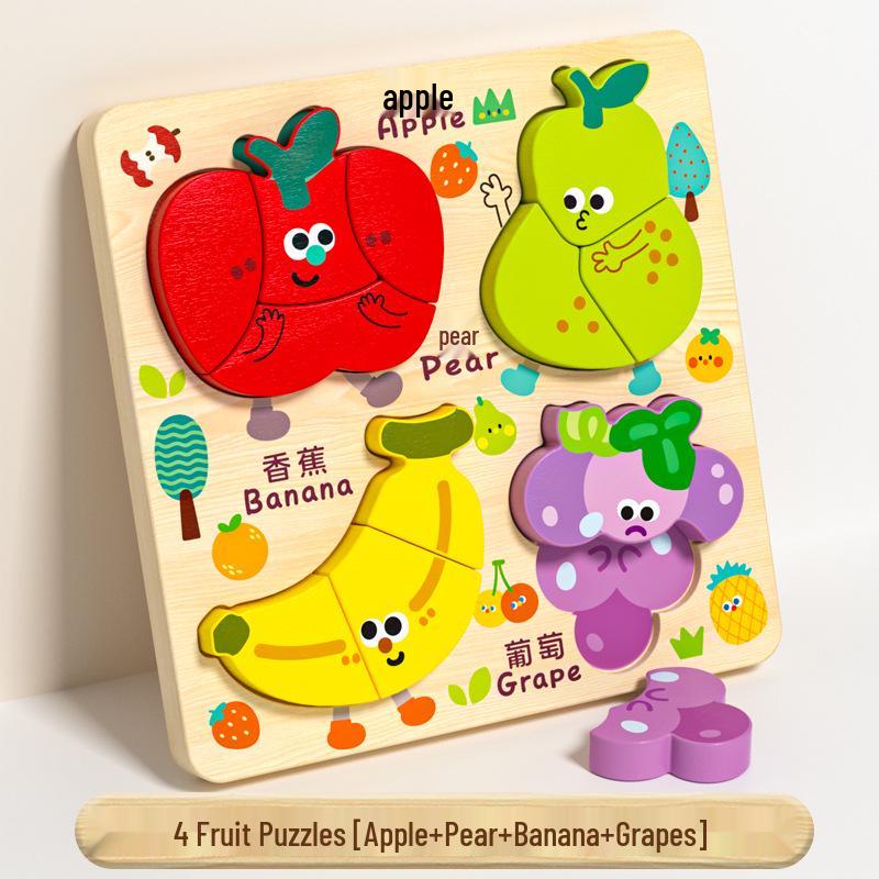 Montessori Handmade Wooden Animal Puzzle Board for Children Aged 0-3 - Early Education Shape Toy
