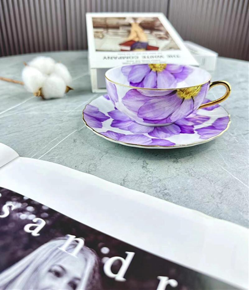 BRVintage Floral Ceramic Coffee Mug Handmade Gold Plated CeramicCoffee Cup Home Breakfast Drinkware Tea Milk Cup Girlfriend GiftEY