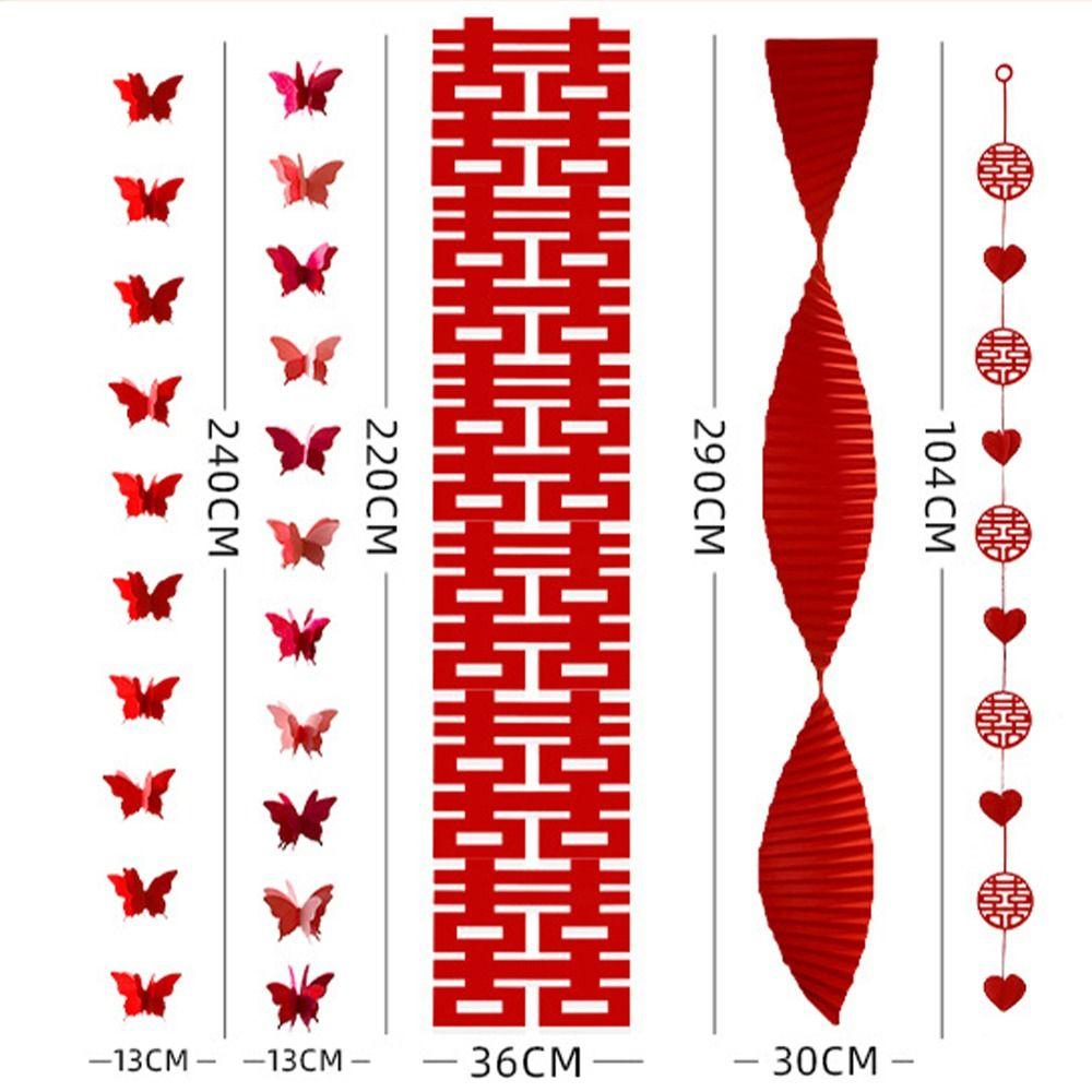 Festive Double Happiness Pendant Red Door Curtain Hanging Decor Wedding Party Decor