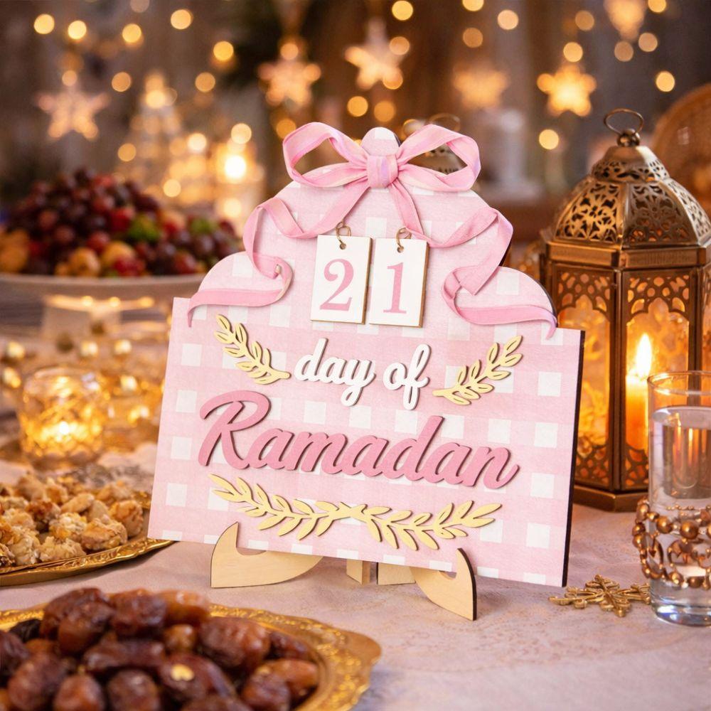 Festival Ramadan Countdown Calendar Wooden Islamic Muslim Decor  Indoor Desk Accessory