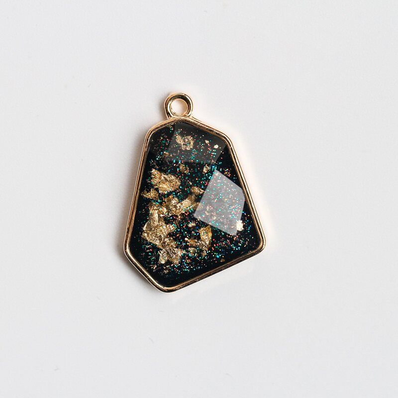 

14K Gilded Plated Handmade Embossed Dark Color Fashion Retro Pendant DIY Accessories No. 3, 25mm High