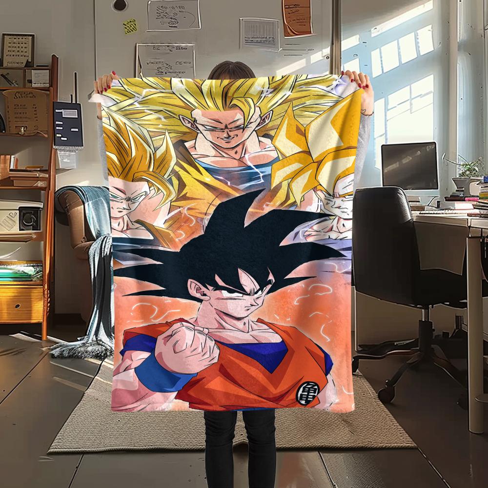 

Фланелевое одеяло с принтом персонажей Dragon Ball, Высококачественное, Удобное для всех сезонов, Декор для дома, Тепло и уют, Идеально для рождественских подарков 80cm x 120cm