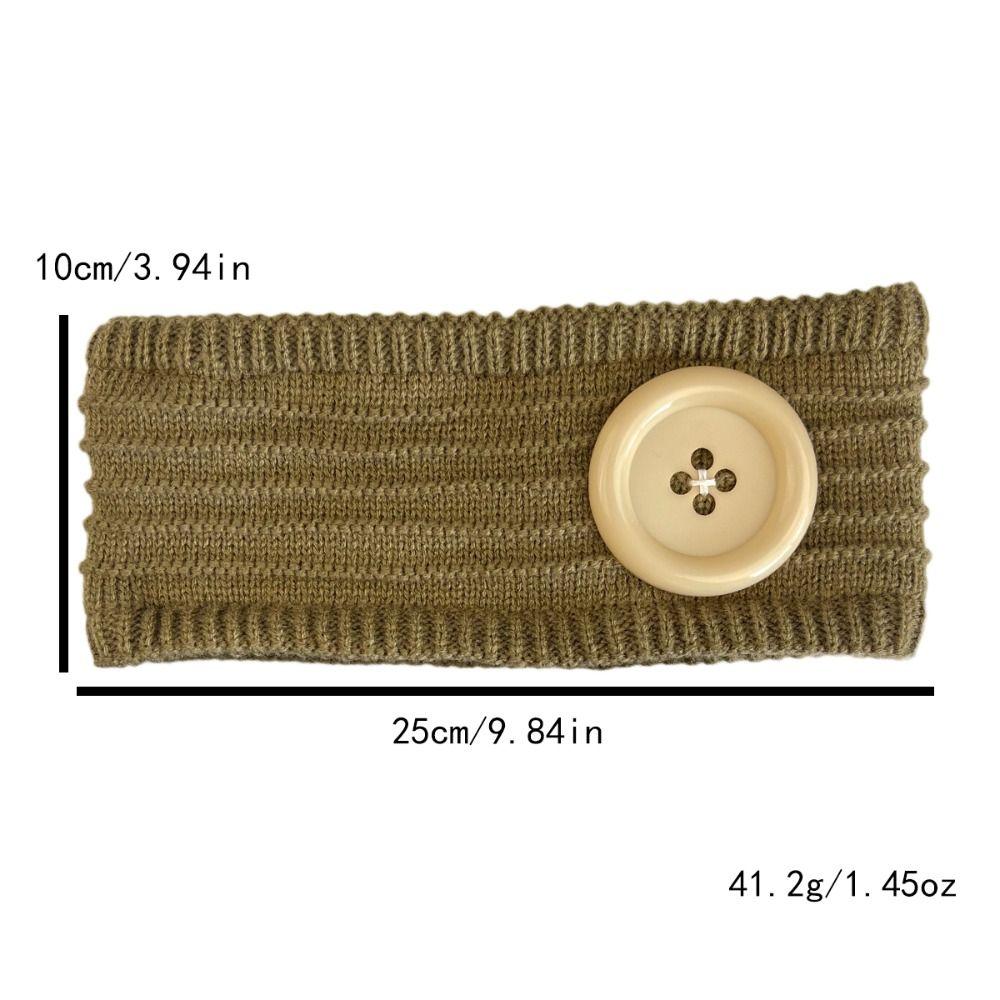 Wide Band Knit Headband Colorful Button Hair Wrap Durable Warm Hair Band Winter Daily Wear