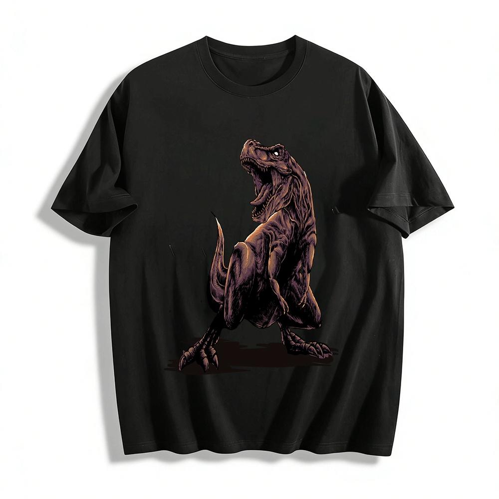 Vintage Roaring T-Rex Print Trendy Cool Short Sleeve T-Shirt Pure cotton T-shirt XXS