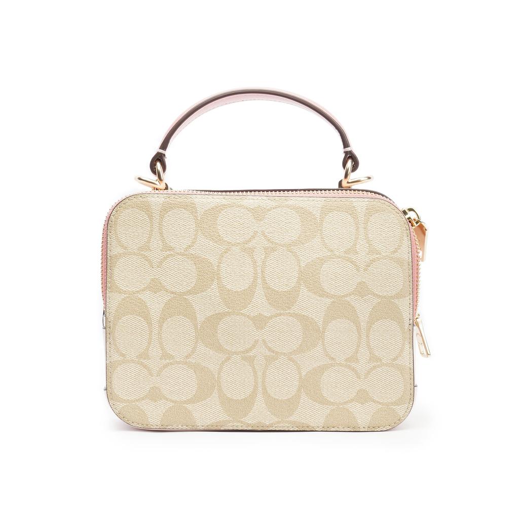 Coach X Disney Collaboration Box 18 Classic Monogram Cartoon Patch Canvas And Leather Camera Bag Women Shoulder Bag Khaki Pink C1434-IMOT4