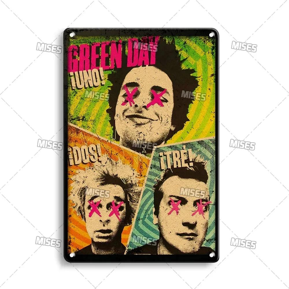 

G-Green Day Metal Plaque Poster - Punk Rock Music Vintage Metal Plate with Band Logo & Album Art, Nostalgic Tin Sign 20x30cm（7.8x11.8inch）