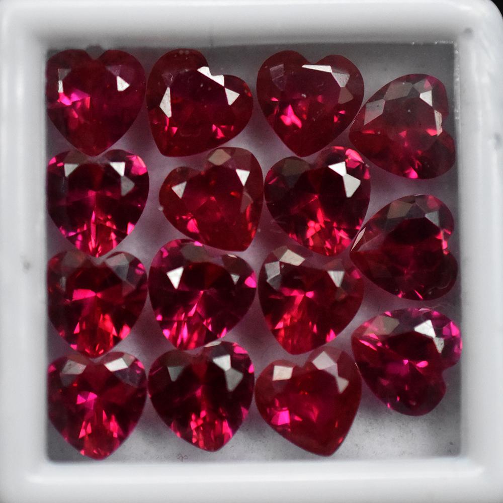 Natural Pink Ruby Loose Gemstone 15 Pcs 6x6 Mm Heart Cut Lot Vintage for Jewelry Making and Crafts