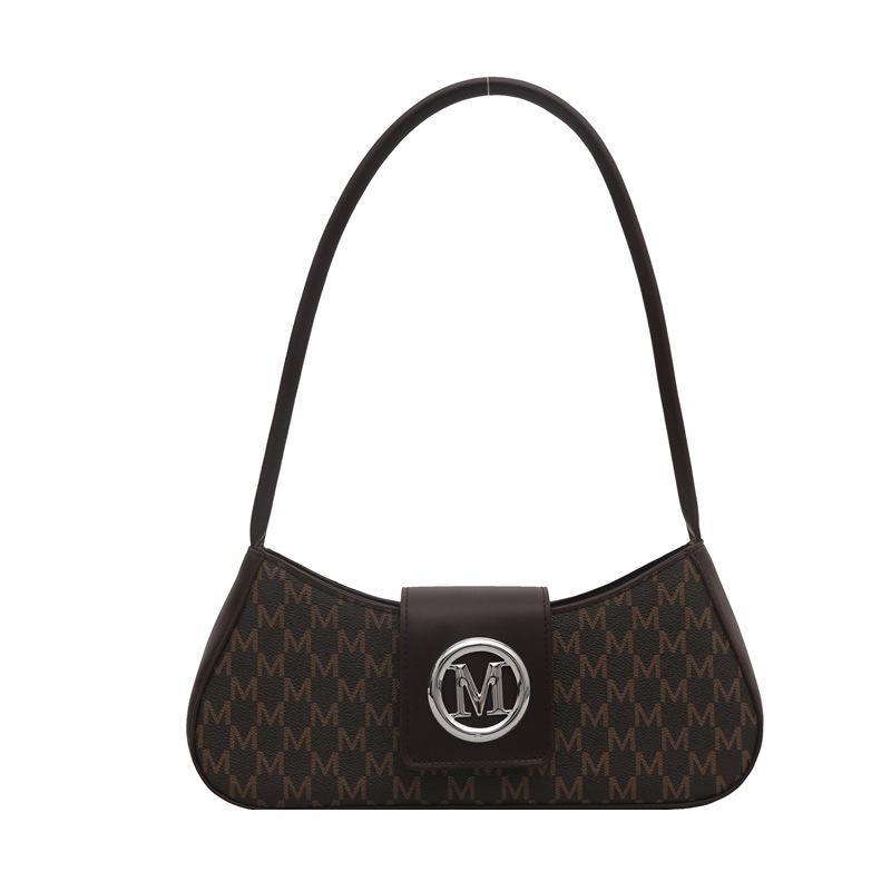 2025 Women's Light Luxury Retro Underarm Shoulder Bag - Trendy, Casual, Letter Print