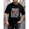 European Sizes Trust In the Lord with All Your Heart" Men's T-Shirt - Casual Crew Neck Tee, Machine Washable, All-Season Comfort