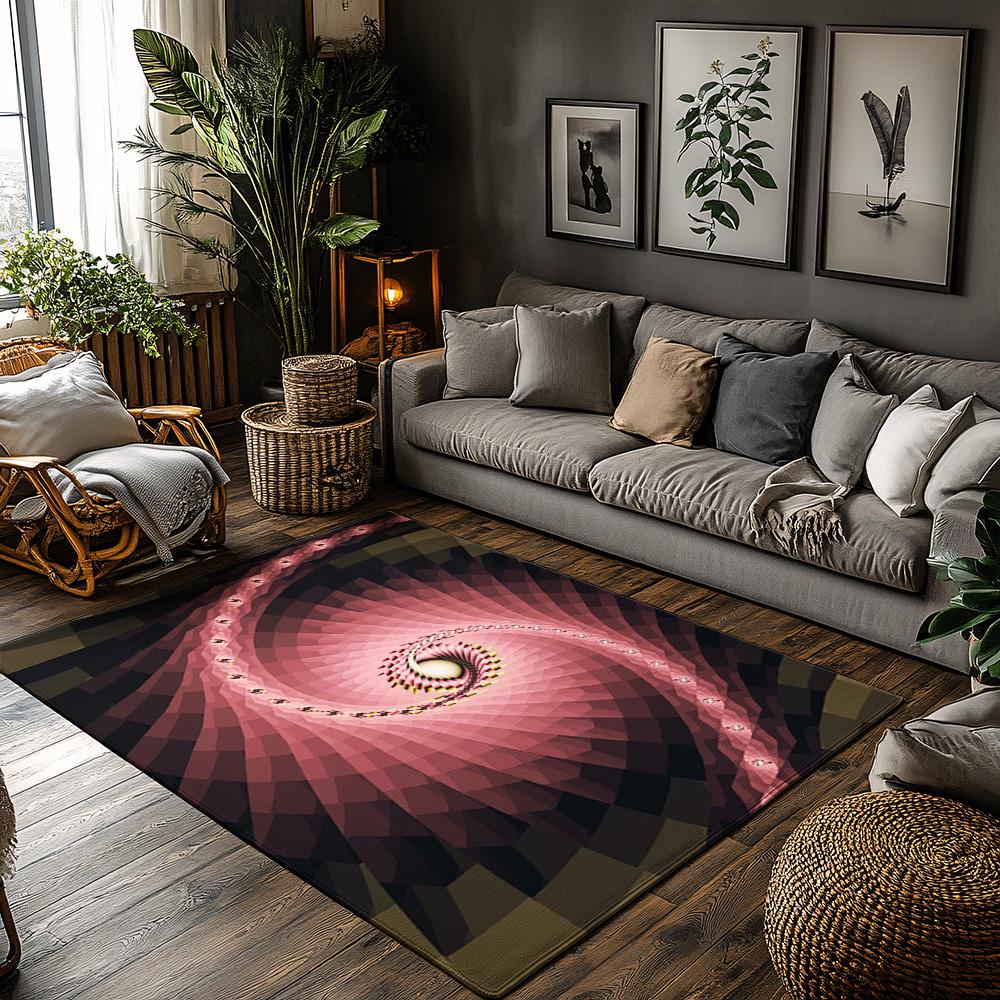

Tuniu Abstract Spiral Geometric Non-Slip Area Rug for Living Room Bedroom Kitchen Floor Mat 50x80cm