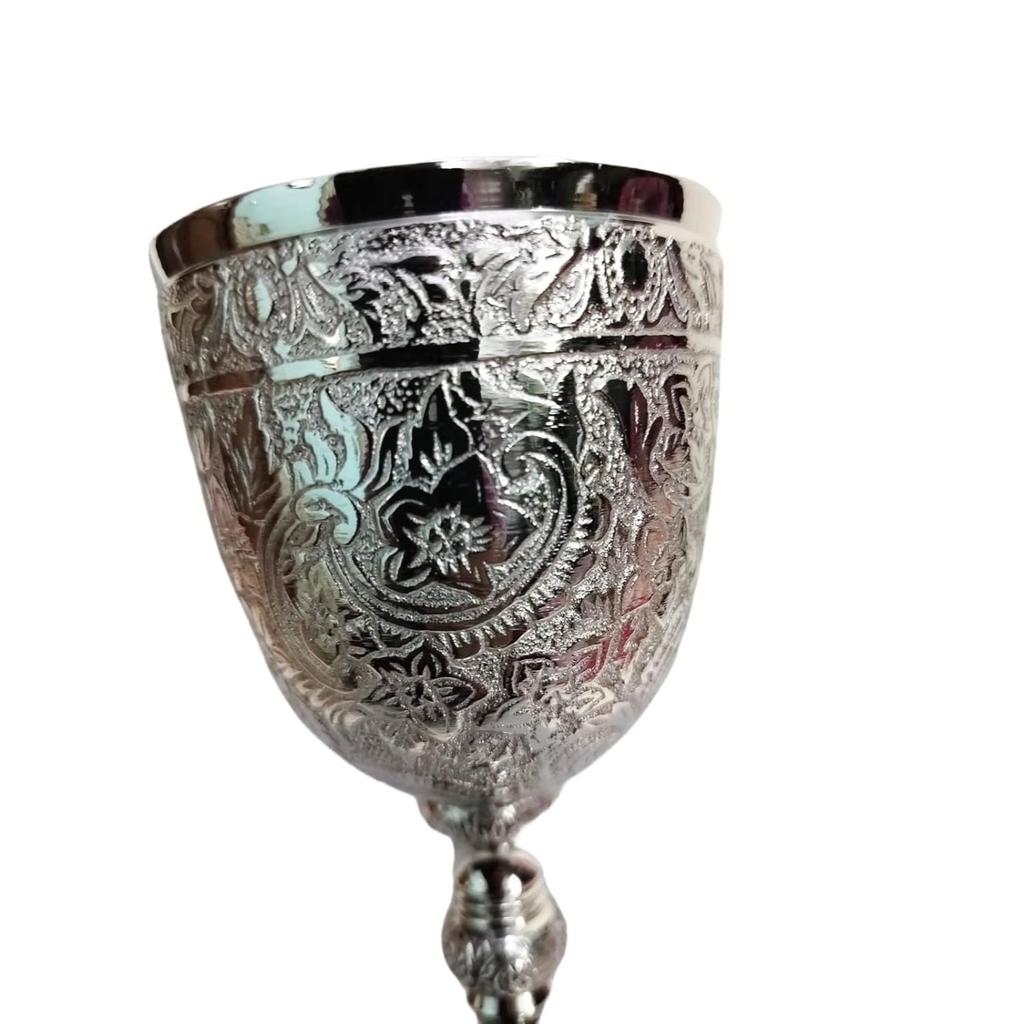 Reiner Messing Kelch Schwere Ausführung Graviert Versilbert Rein, Premium Kelch Champagnerflöten, Weinglas, Becher