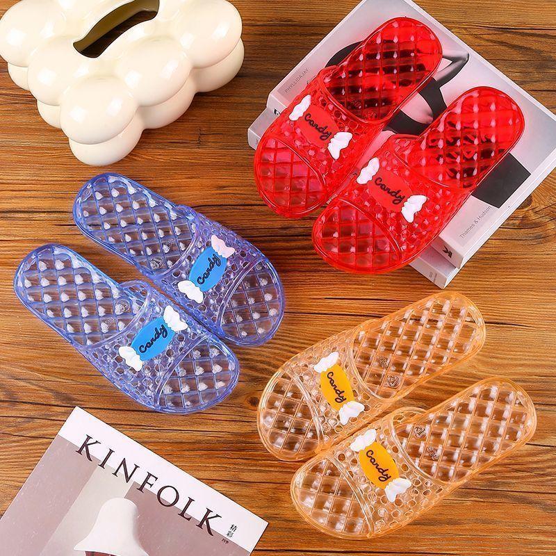 New Crystal Flat Bottom Thick Slippers Glass Slippers Women's Summer