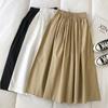 2025 Hong Kong Style Pure Cotton Midi Skirt: Solid Color, Korean-Inspired, Slimming, Versatile, Loose Fit for Summer