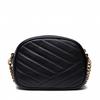 Tory Burch TB Kira Quilted Chain Strap Camera Bag Women Shoulder Bag Black Gold 90450-001