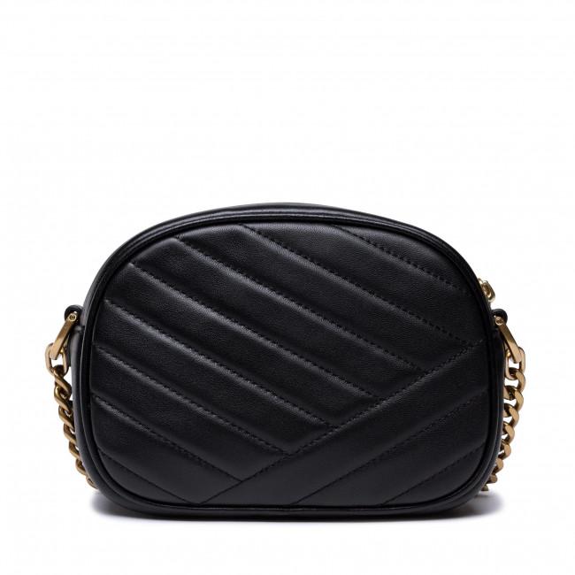 Tory Burch TB Kira Quilted Chain Strap Camera Bag Women Shoulder Bag Black Gold 90450-001