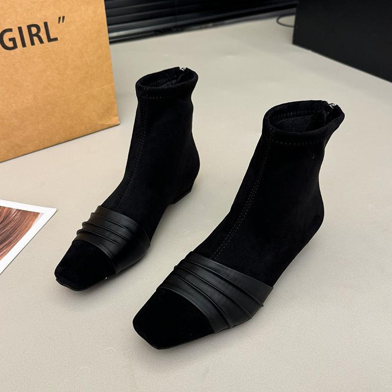 Ankle Boots for Women Square Toe Heels Shoes Winter Fashion Suede Snow Boots New Walking Elegant Dress Elegant Mujer Botas