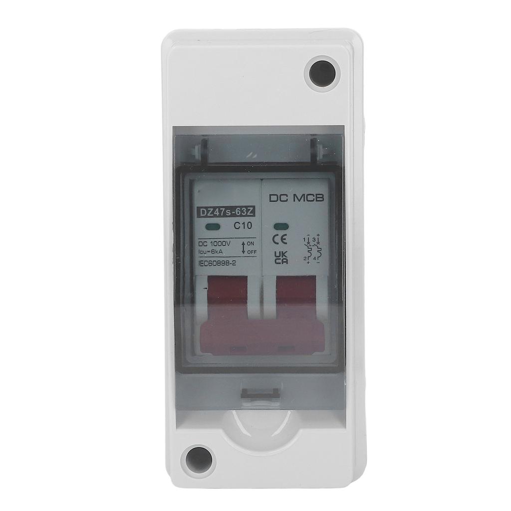 2P DC Circuit Breaker IP65 Waterproof Miniature DC Isolator Switch for Solar PV System 1000V 10A