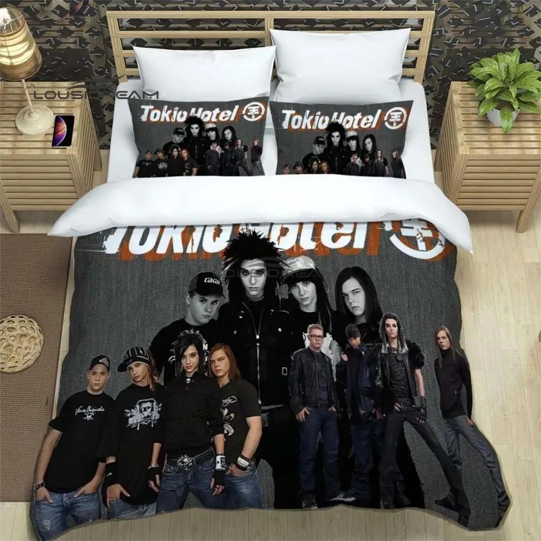 

Постільна білизна з принтом гурту Tokio Hotel, Набір підковдр рок-гурту HD Покривало на ковдру для дитячої постільної білизни Постільна білизна Декор спальні AU Queen 210x210cm