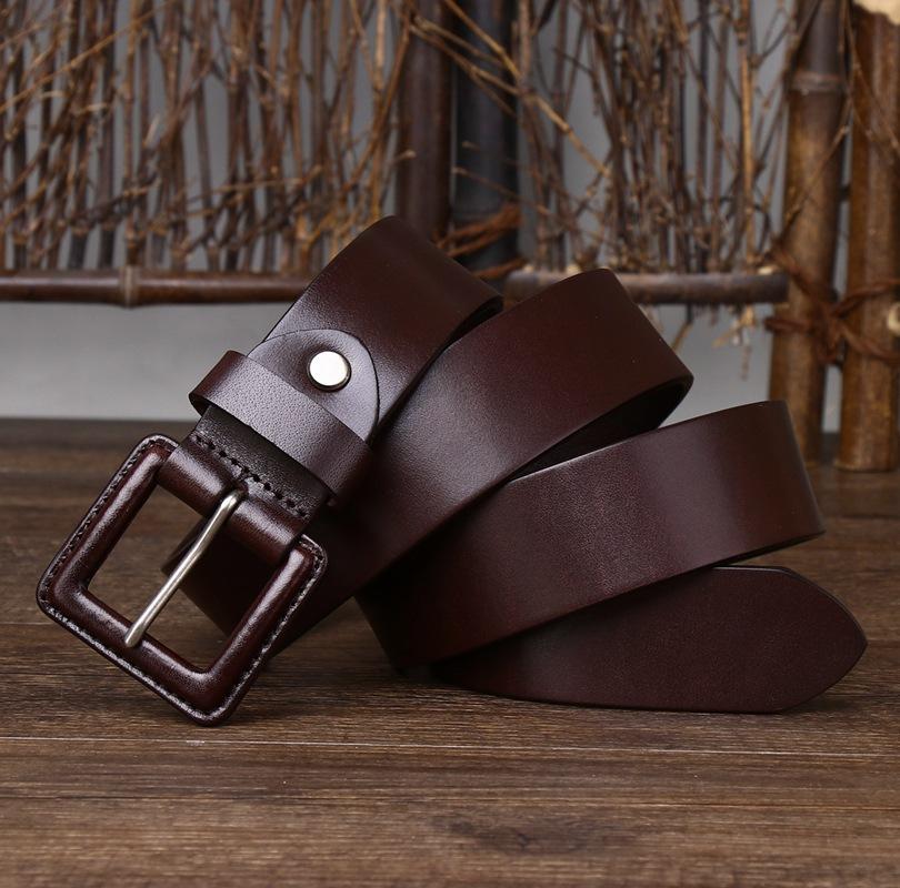 

Противоаллергенный ремень, мужской кожаный ремень с пряжкой, первый слой из воловьей кожи, простой универсальный деловой молодежный повседневный ремень для брюк 120cm
