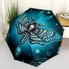 Gothic Moth Skulls Crescent Moon Stars Umbrella, Portable 3-Fold Umbrella for Men & Women,Christmas Gift ES261