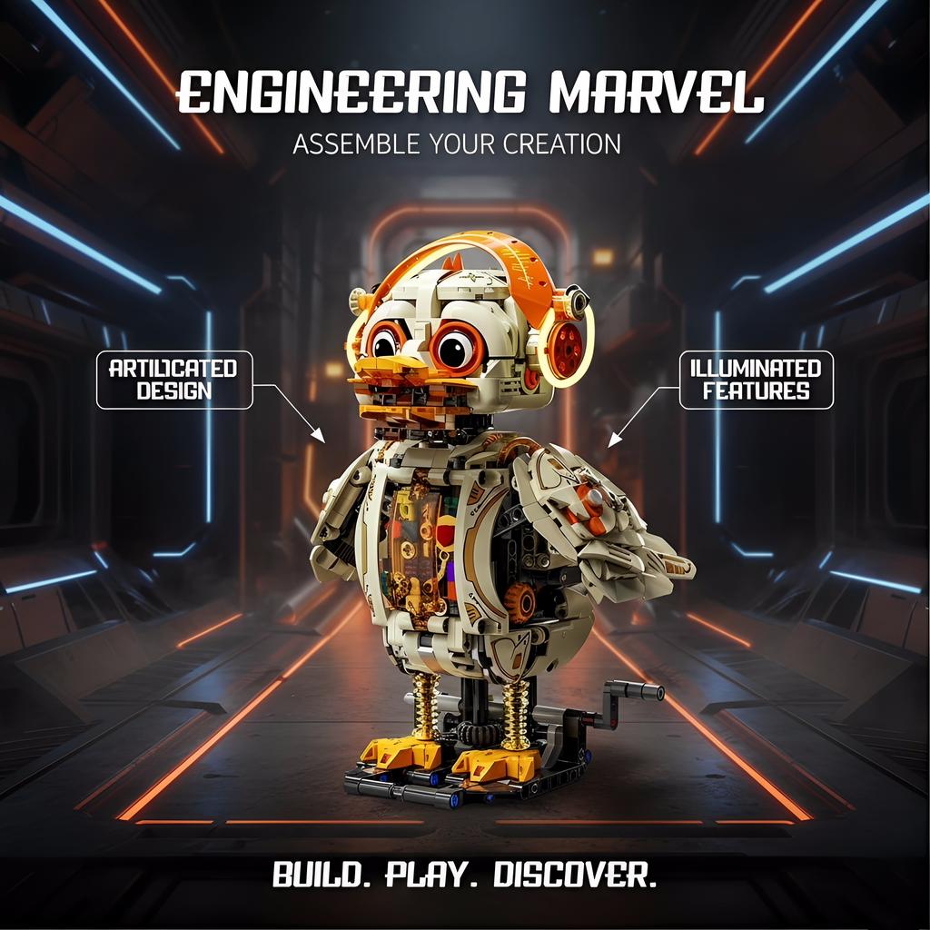 Mechanical Duck Building Blocks Set 1168pcs Robotic Animal Model STEM Educational Toy for Kids Children Gift Tech Robot DIY Kit
