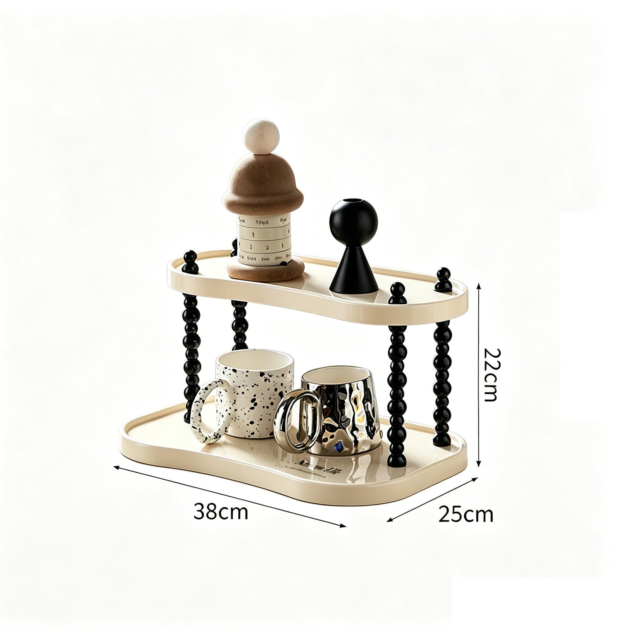 Countertop Storage Organizer Light Luxury Multi-tier Tray for Coffee Bar Vanity Makeup Kitchen Bathroom, Desktop Shelf Decorative Rack for Home Office
