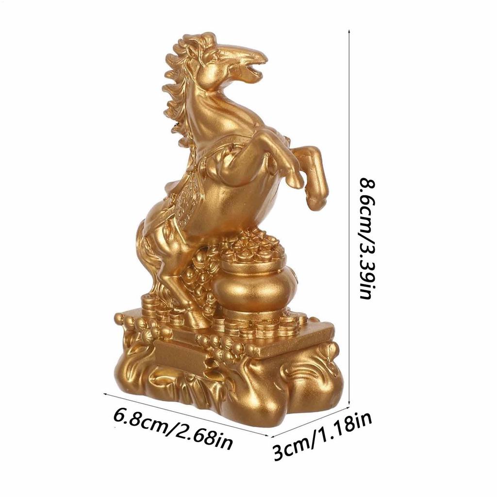 Resin Golden Horse Statue Figurine 2026 Chinese Mascot Sculpture for Good Luck Wealth Blessing Home Decor Birthday New Year Gift