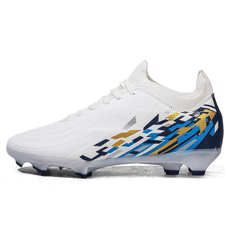 

New Men Women Soccer Shoes Cleats Football Boots Sports Large Size Long Studs Turf Shoes for Training Competition 35 білий