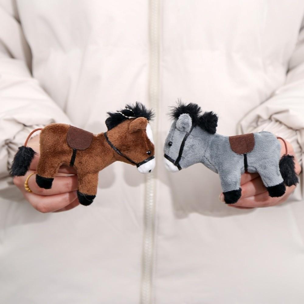 Cute Stuffed Animal Horse Plush Doll Soft 12cm Plush Horse Pendant Long Hair Long-haired Pony Keychain Gift
