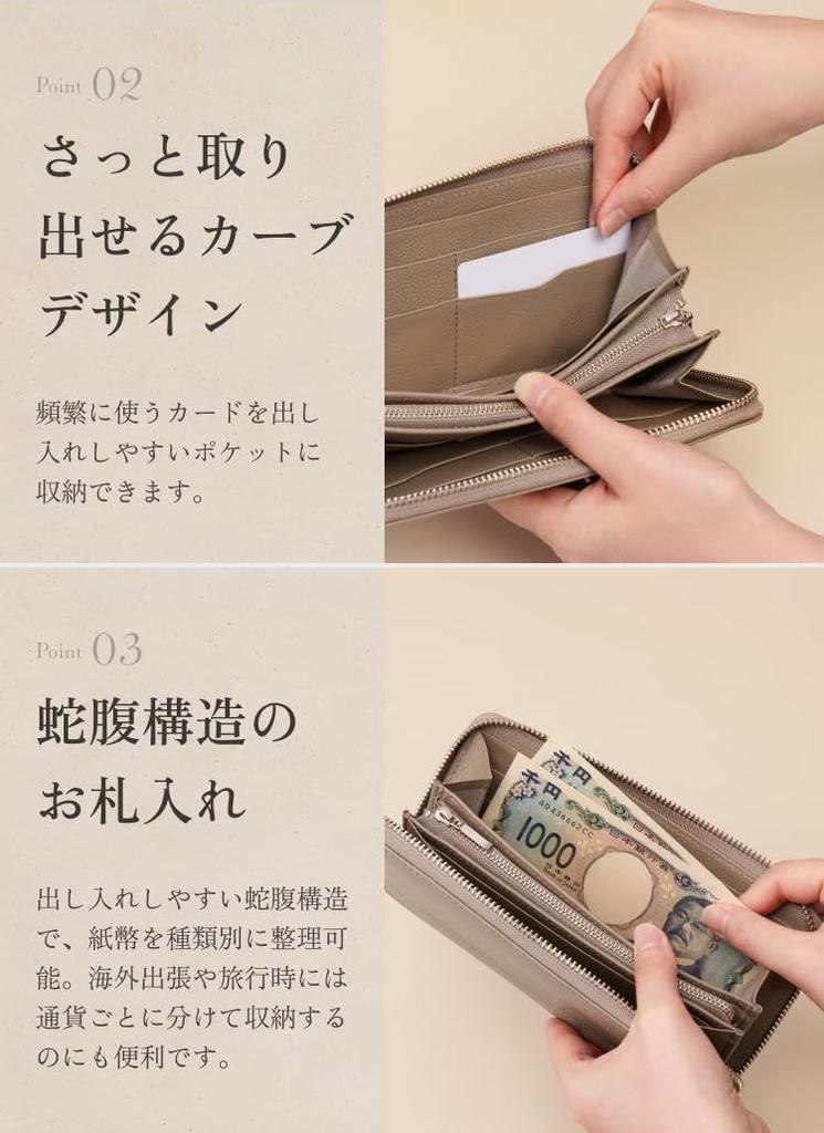 Business Leather Factory Round Zipper Long Wallet, Water-Repellent Original Genuine Cowhide Leather, Unisex, Large Capacity, 13 Pockets, Divider,