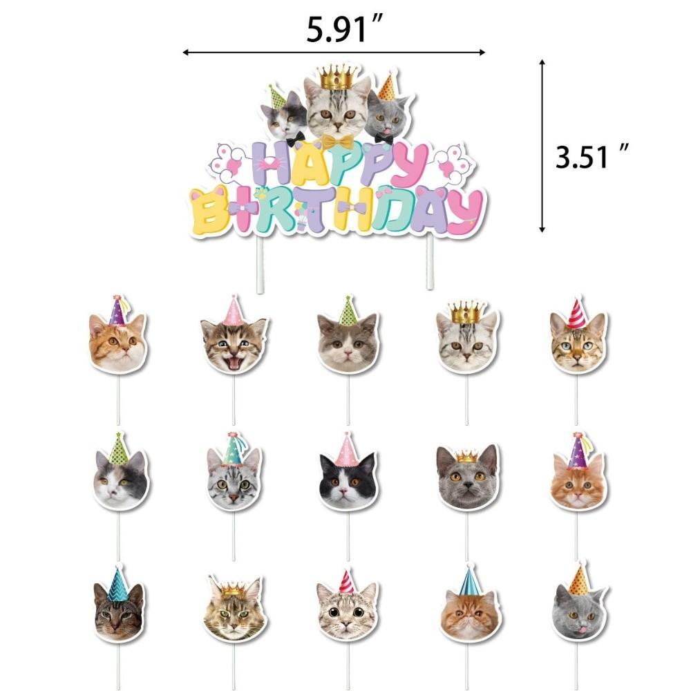 New Happy Birthday Party Flag Garland Cute Cat Dogs Animal Theme Banner Bunting Paper Colorful Birthday Decoration DIY Craft