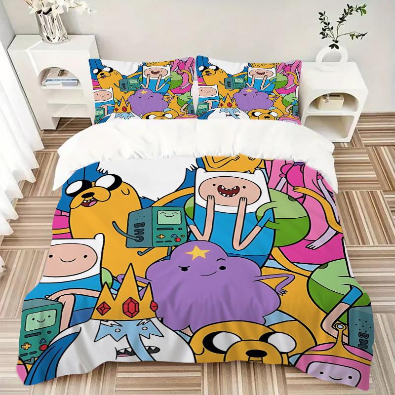 Set Copripiumino Adventure Time 3 Pezzi, 1 Copripiumino + 1/2 Federe (Nessun inserto), Copripiumino Matrimoniale, Set Biancheria da Letto, Biancheria da Letto, Letto Stagionale