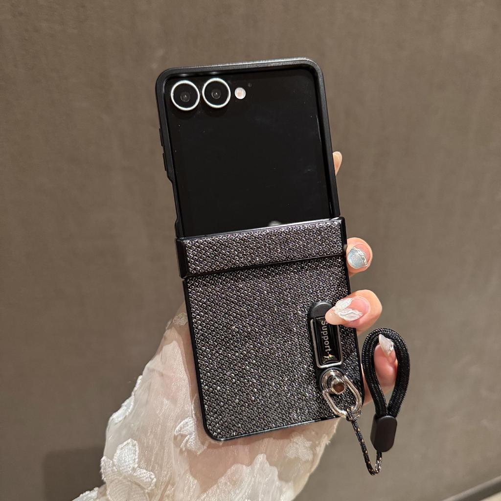 Glitzer-Leder-Lanyard-Hülle für Z Flip7: Sturzsicher, Modisch und Schützend