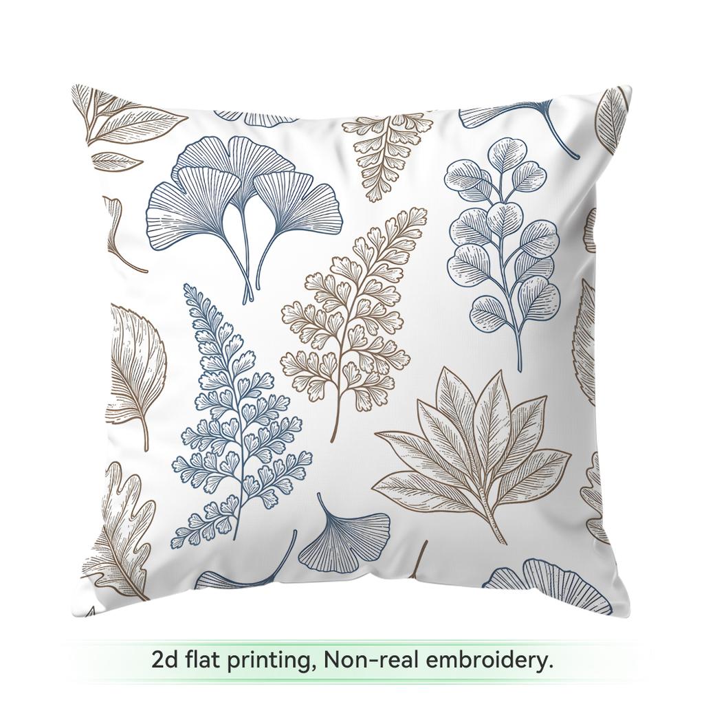 Pcs Morandi Blues Plant Geometric Patterns Singlesided Printed Cushion Coversuitable For Living Roombedroomcar Decoration