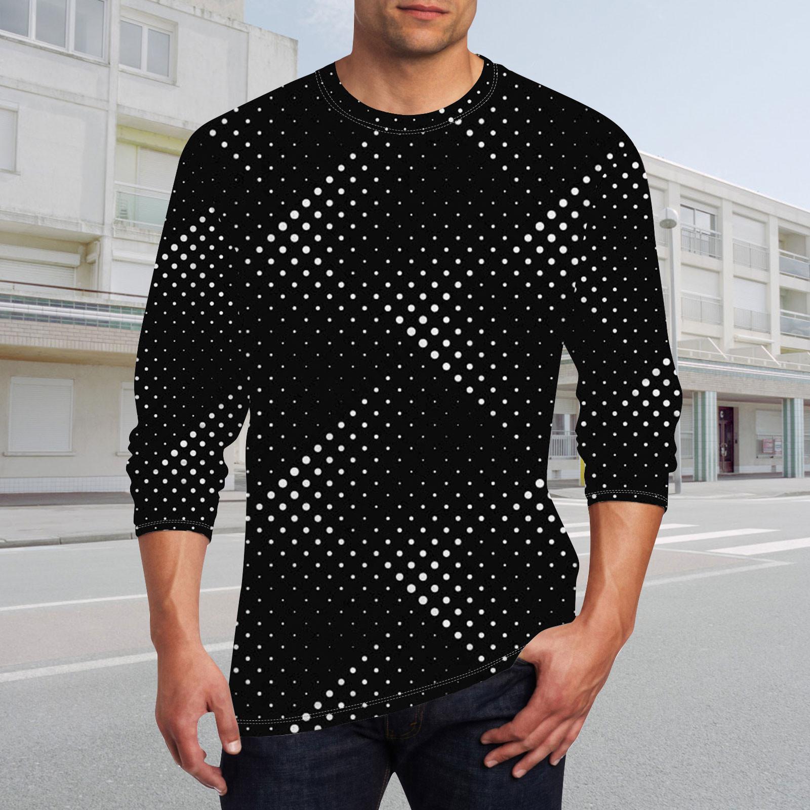 Муж Футболка Круглый вырез Одежда Одежда На открытом воздухе Длинный рукав С принтом Модельер Винтаж L чёрный 1339₽