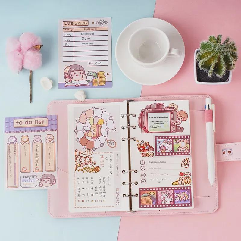 Cartoon Cute Girl Heart Sticky Notes & Collage Notebook for Primary Students