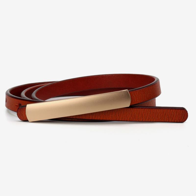 Retro Women's Thin Black Genuine Leather Waist Belt - Versatile Fashion Accessory for Dresses and Skirts