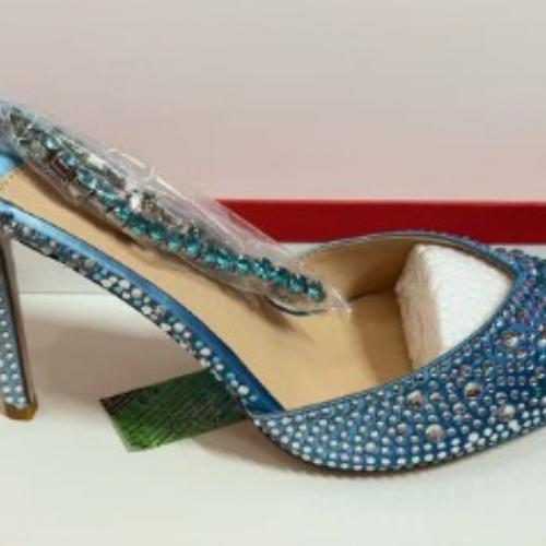 

Fashion Gradient Pink High Heel Sandals Women Crystal Rhinestone Pointed Toe Stiletto Shoes 43