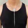 Hip-hop Punk Hollow Out Thorny Heart Shape Pendant Rivets Long Tassels Collarbone Chain for Women Personality Necklace Jewelry