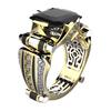 Women Ring Faux Square Crystal Two-tone Vintage Cool Punk Gift Hollow Bling Cubic Zirconia