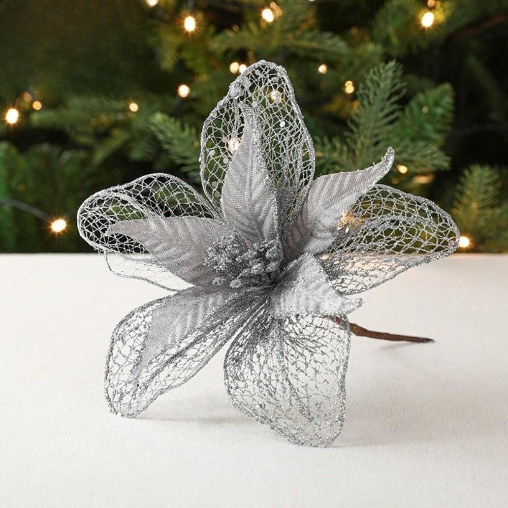 23cm Weihnachtsstern Glitzer Blume Weihnachten Hängende Ornamente Künstliche Weihnachtsblumen DIY Weihnachtsbaumschmuck Partyzubehör