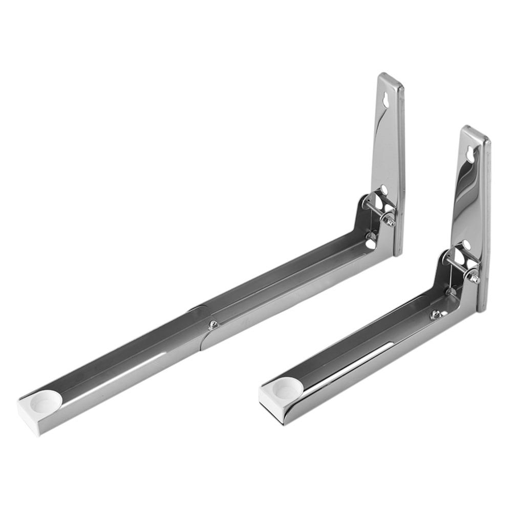 2PCS Stainless Steel Wall Mount Rack Load 55 Lb Stretch Bracket Sturdy Foldable Shelf  Wall Mounted