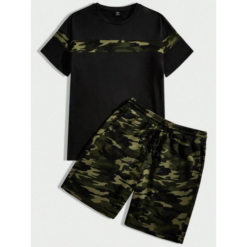 Summer Daily Men's Casual Shorts 3D Black And White Printed Men's T-shirt Shorts Set Urban Street Men Fashion Short Sleeves