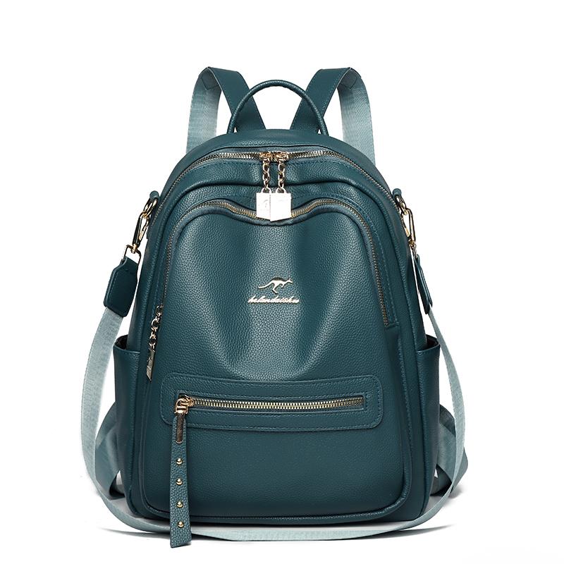 Vintage Backpack Women's Solid Color Backpack Large Capacity Schoolbag