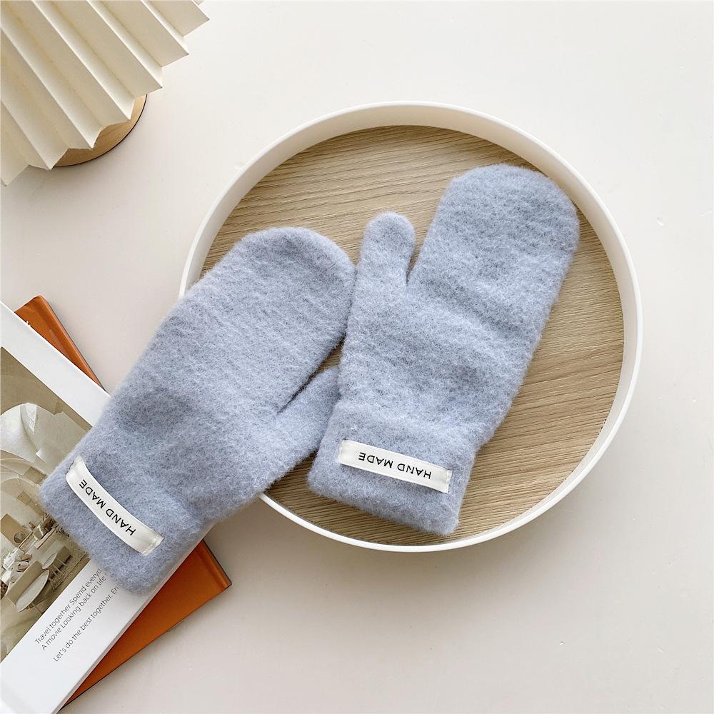 

Новые зимние теплые перчатки для женщин, однотонные, утолщенные, бархатные, для велоспорта, для студентов, модные и теплые перчатки с пальцами one size