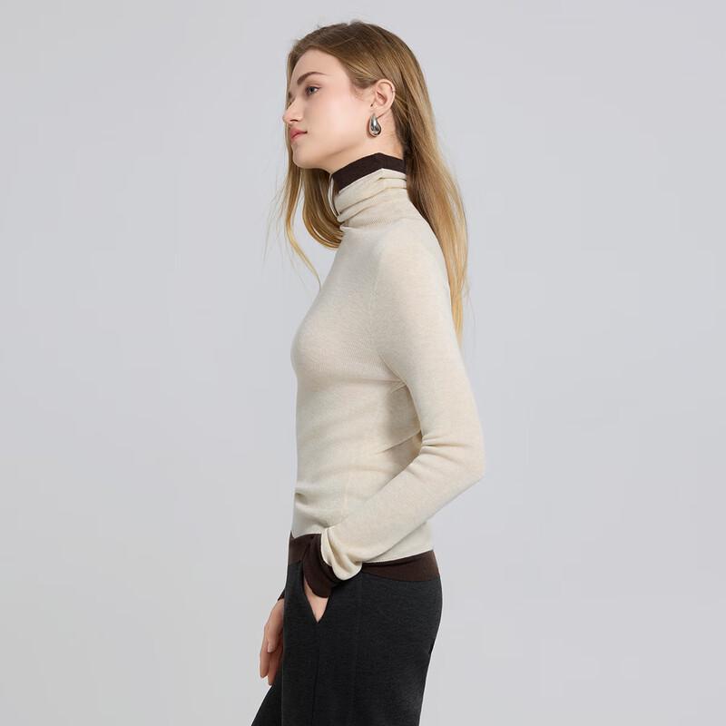 

TARTU Faux Two-Piece Color-Block Turtleneck Knit Top One Size