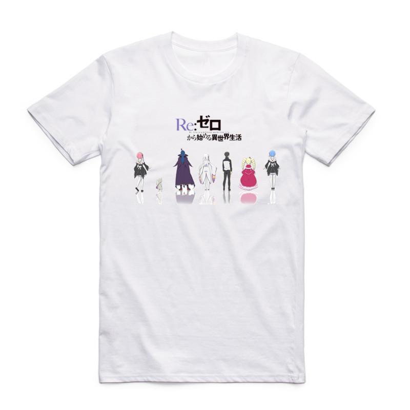 2019Fashion Men Print Re:Zero REM Anime T Shirt O-Neck Short Sleeve Summer Re:Life In A Different World From Zero Unisex Top Tee