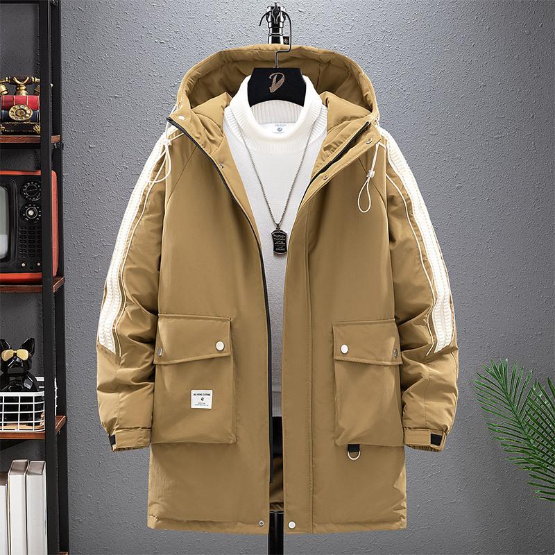 Men's Down Jacket, Medium To Long, with Added Fat and Loose Fit, Winter White Duck Down Jacket, Thickened and Plush